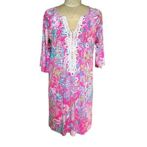 Lilly Pulitzer Pink Floral Dress with White Accents